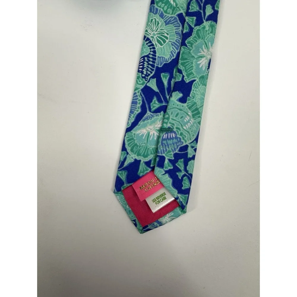 Lilly Pulitzer Necktie Mens Colorful Print Teal Blue Mint To Be Elephant Floral